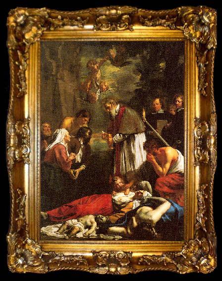 framed  Oost, Jacob van the Younger St. Macaire of Ghent Tending the Plague-Stricken, ta009-2